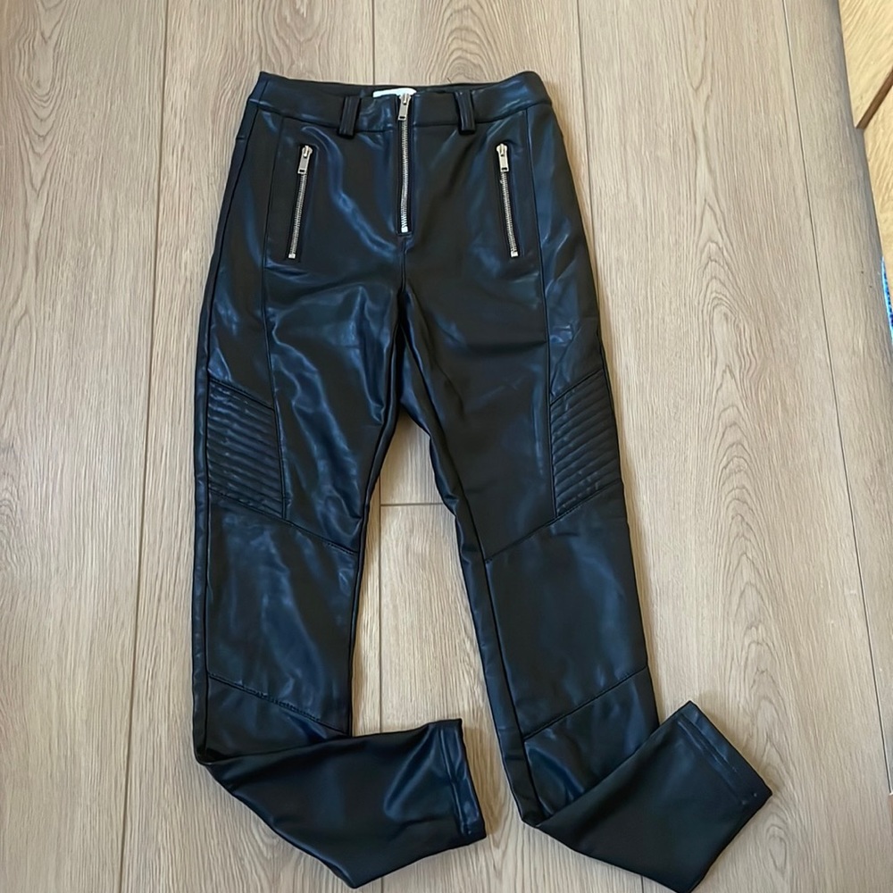 Topshop black soft faux leather pants, size 4, like new